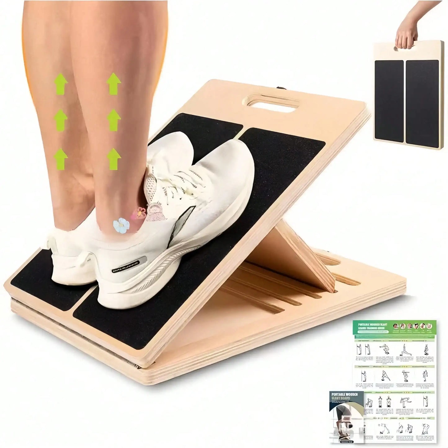 Adjustable Wooden Slant Board For Foldable Calf Stretching 300 Lbs