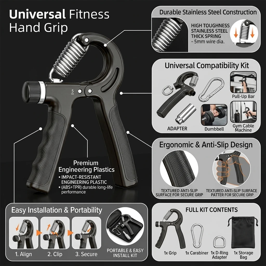 Universal Fitness Hand Grip With Spring Set For Strength Training