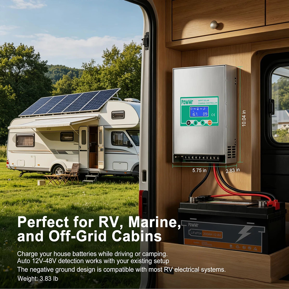 PowMr MPPT Solar Charge Controller Off Grid Battery Regulator