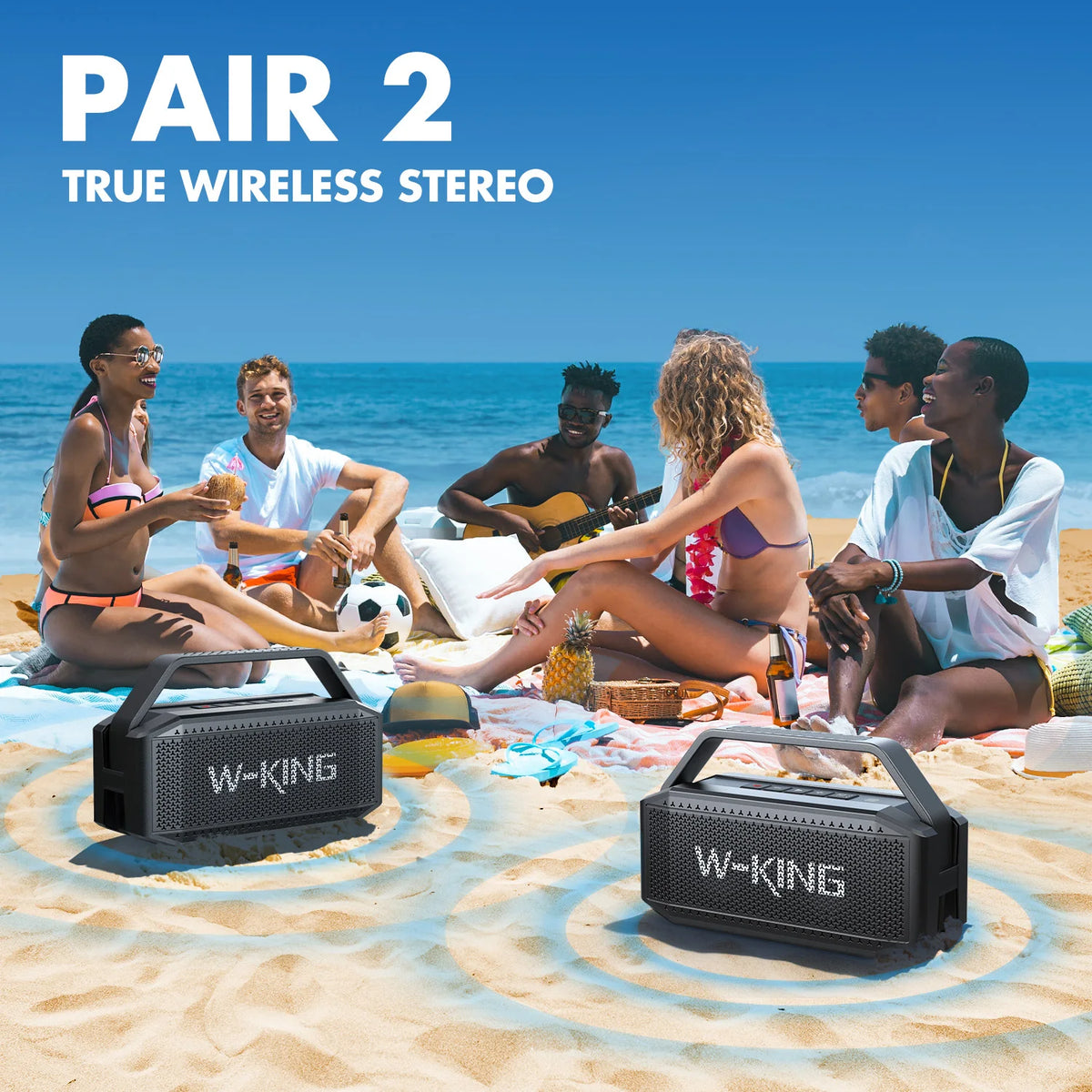 W-KING D9-1 Deep Bass Bluetooth Speaker, IPX6 Portable Waterproof, Wireless with Subwoofer