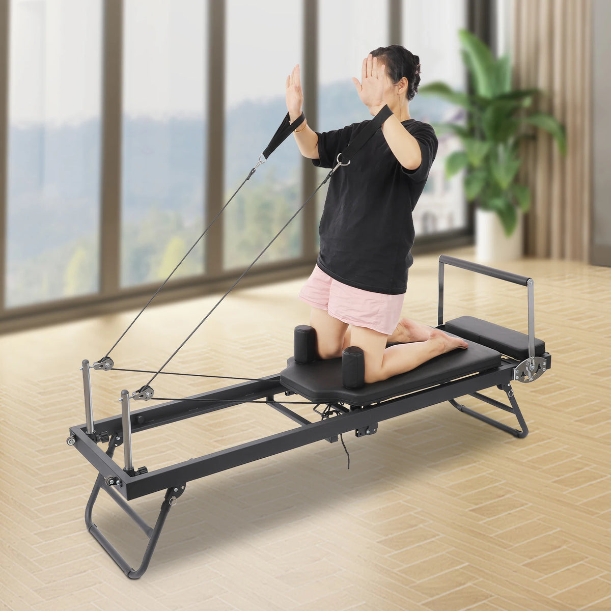 Foldable Pilates Reformer Machine for Portable Full Body Fitness Training