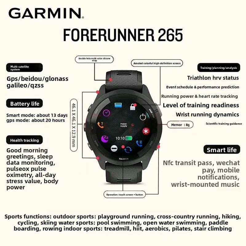 Garmin Forerunner 265 GPS Smartwatch With Activity Tracking