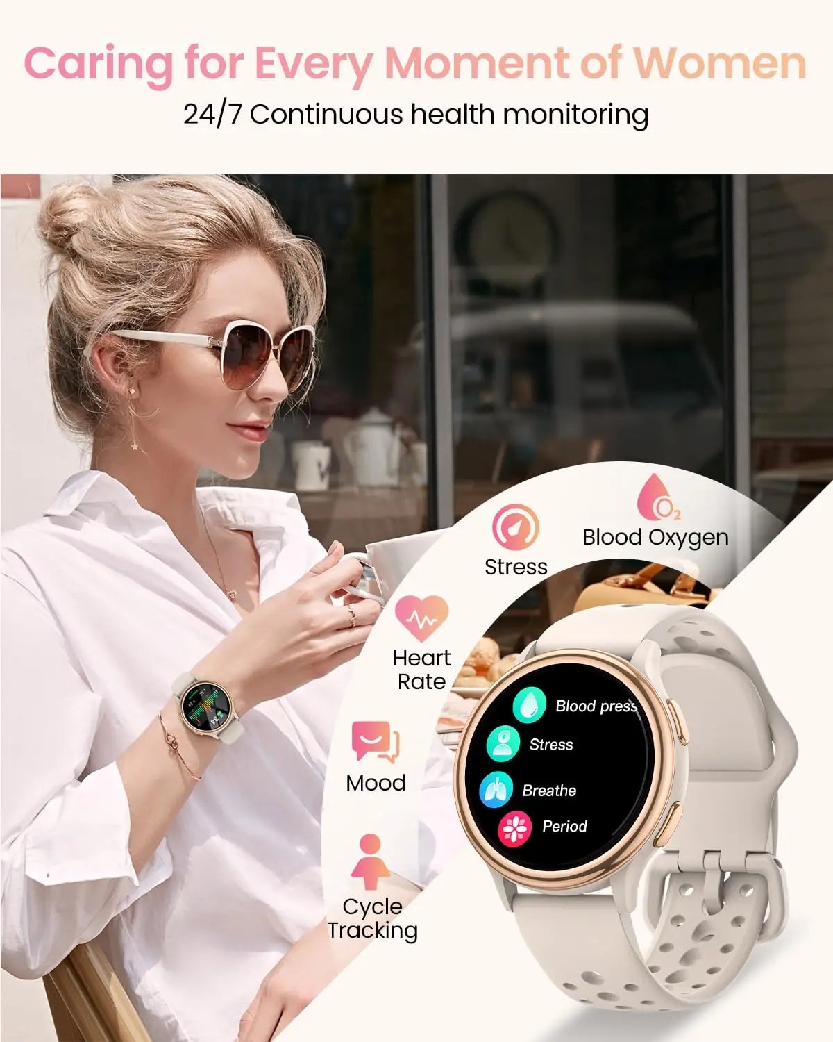 Bran Smart Watch Women Fitness Tracker With 400 Watch Faces iPhone And Android