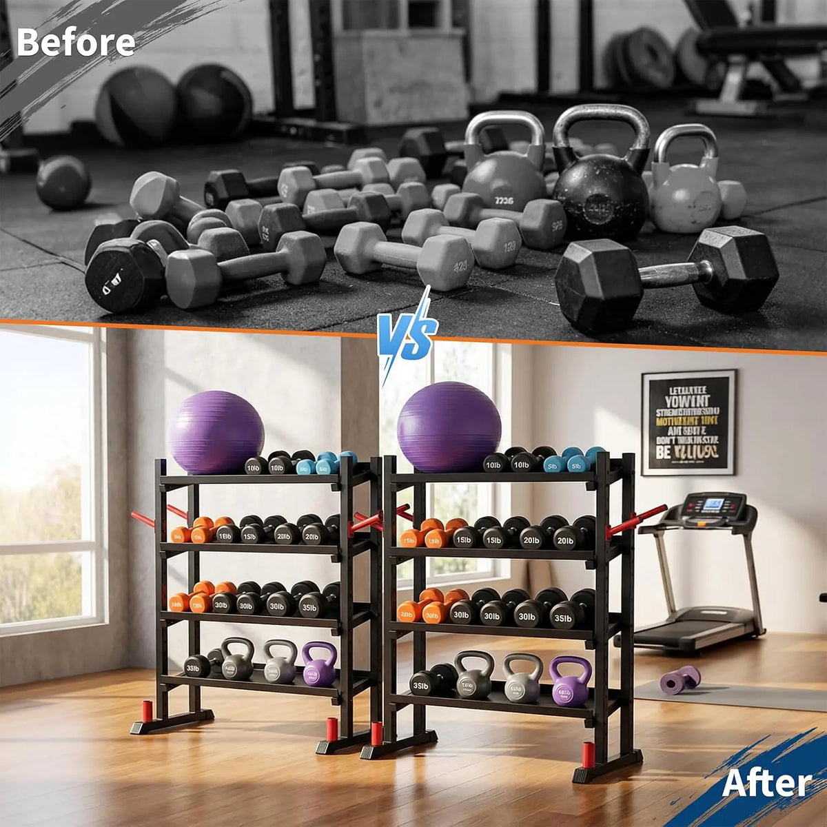 Adjustable Three Tier Heavy Duty Dumbbell Rack for Home Fitness