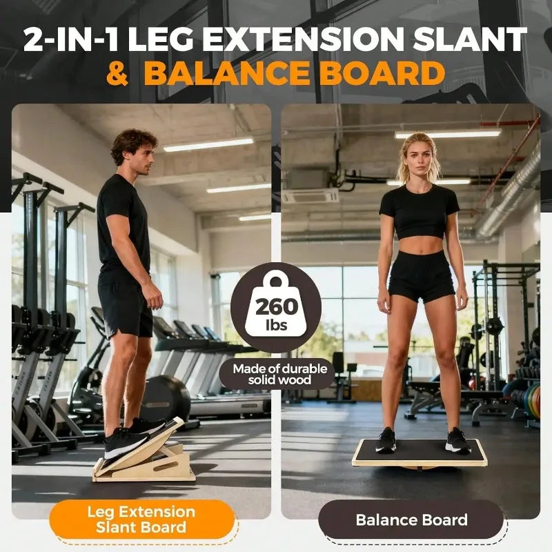 Adjustable Wooden Calf Stretching Slant Board for Leg Flexibility and Training