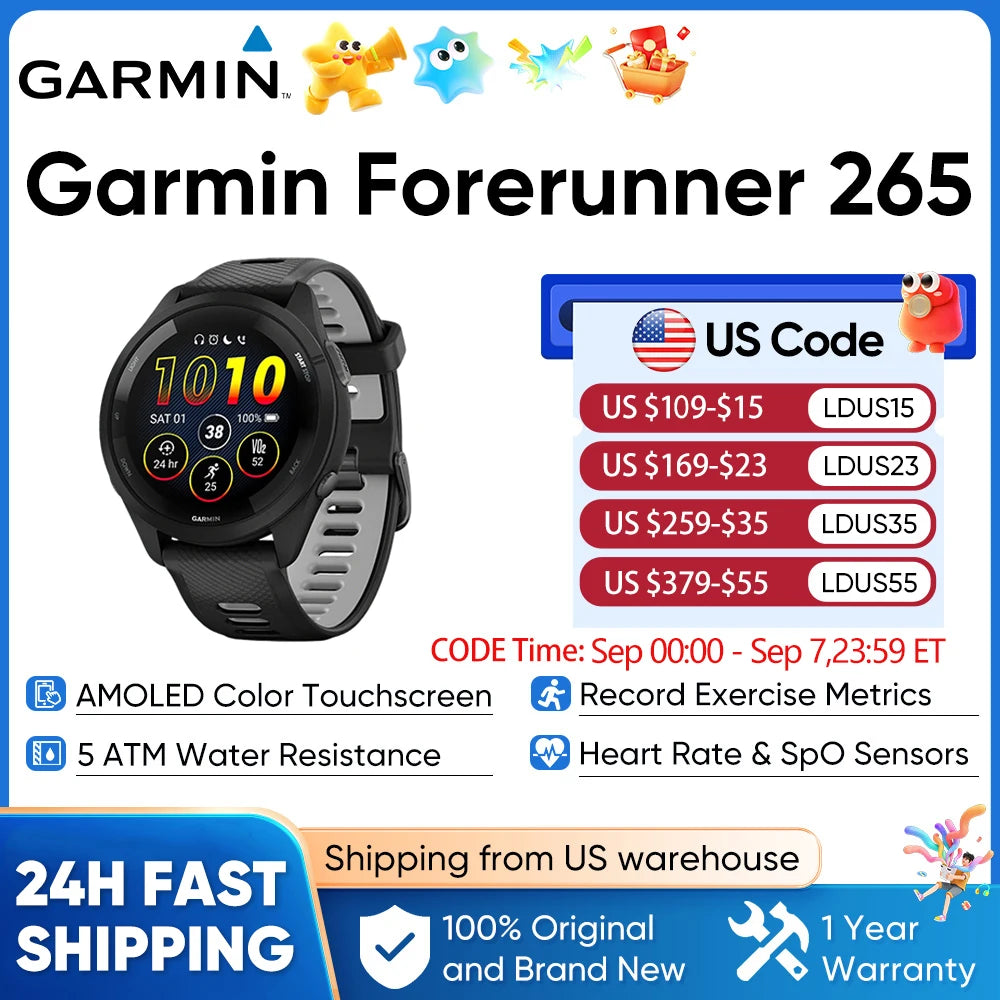Garmin Forerunner 265 GPS Smartwatch With Activity Tracking