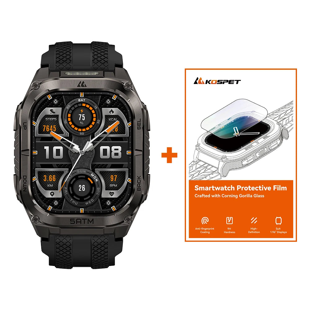 KOSPET Tank M4C Rugged Smartwatch GPS Flashlight 5ATM Waterproof
