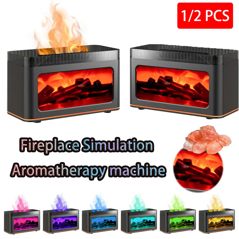 1/2X Simulated Flame Aromatherapy Machine, Essential Oil Humidifier, Color Atmosphere Lighting with Remote Control, Holiday Gift