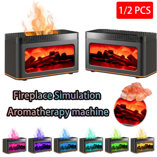 1/2X Simulated Flame Aromatherapy Machine, Essential Oil Humidifier, Color Atmosphere Lighting with Remote Control, Holiday Gift