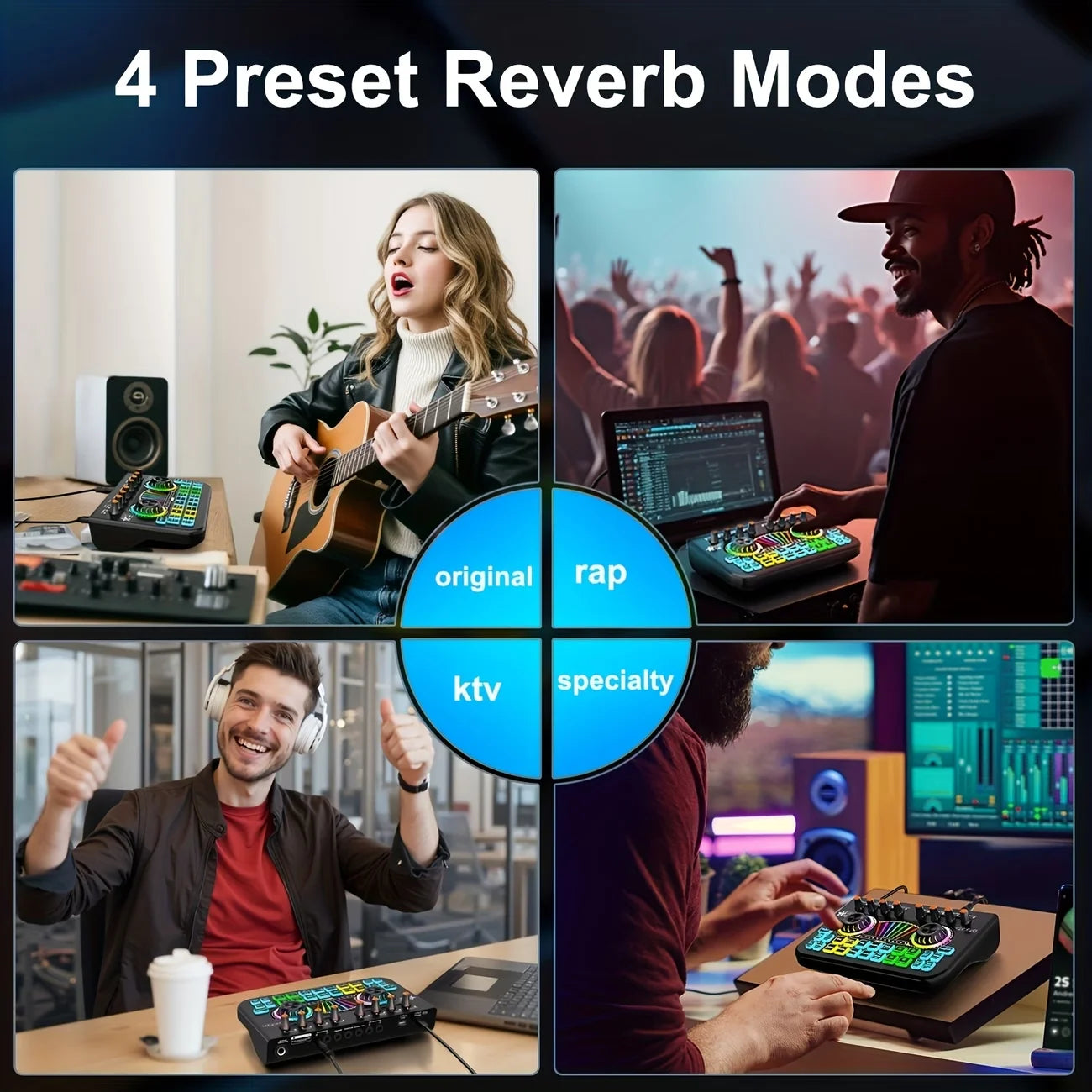 Tenlamp Mic Mixer Set Podcast Influencer KOL Singing Gaming DJ Mixing Station Controller Equipment Studio Recording Electronic Music Mixer Power Karaoke Machine Available Dynamic Condenser Wireless Microphone Portable Microfo