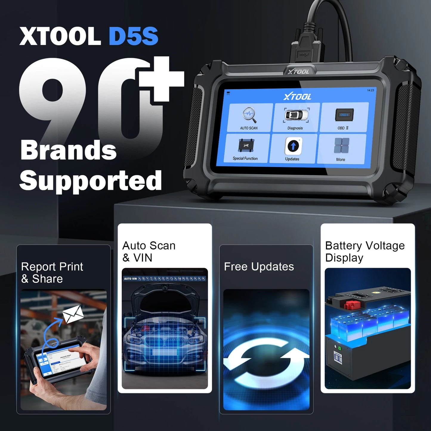 XTOOL D5S Auto Scanner 5 System Gearbox ABS Airbag Engine EPB Car Diagnostic Tools