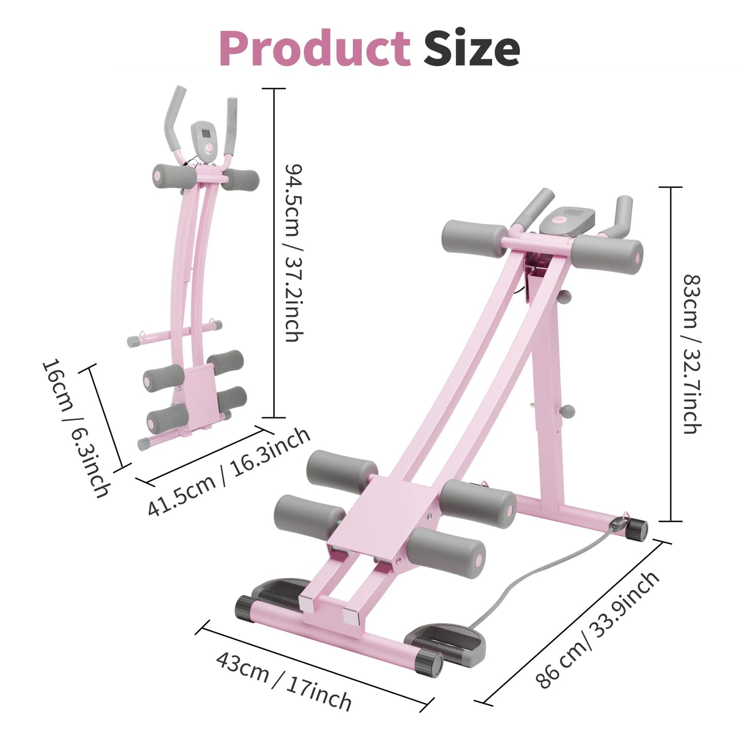 Abdominal Curling Exercise Machine Adjustable Dual Track Core Trainer Foldable