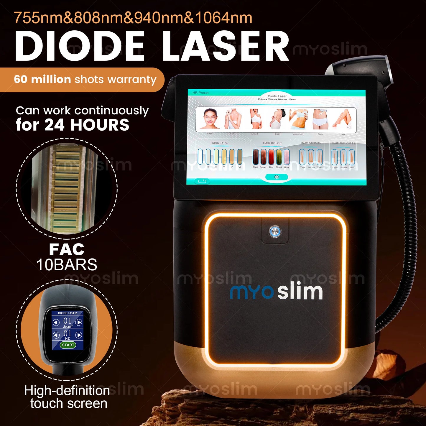 5000W FAC Diode Hair Removal 755 808 940 1064nm Soprano Painless Permanent Hair Removal CE Certified Alexandrite Device
