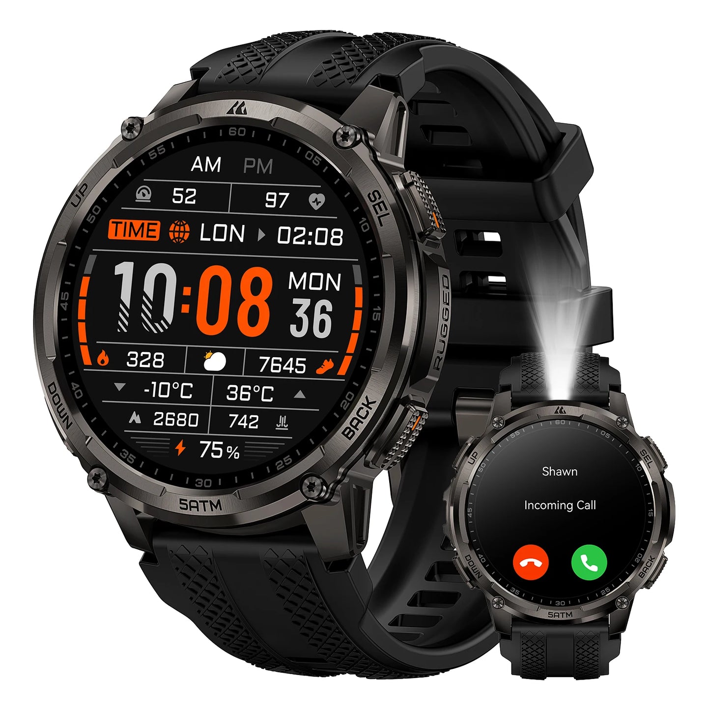Kospe Tank T4C Rugged Smartwatch With GPS And Flashlight