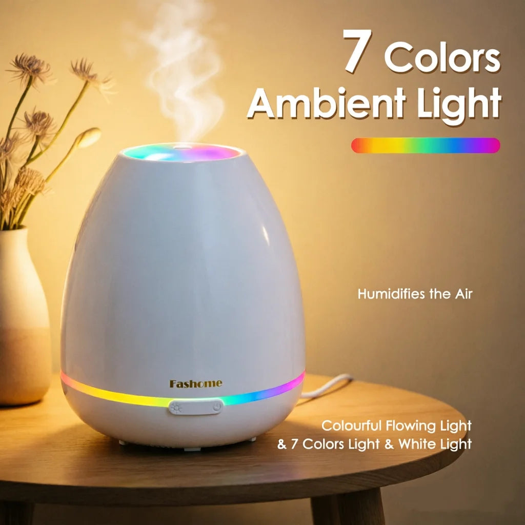 Essential Oil Diffuser, 300ML Small Humidifier And Aromatherapy Diffuser With 7 Color LED Lights