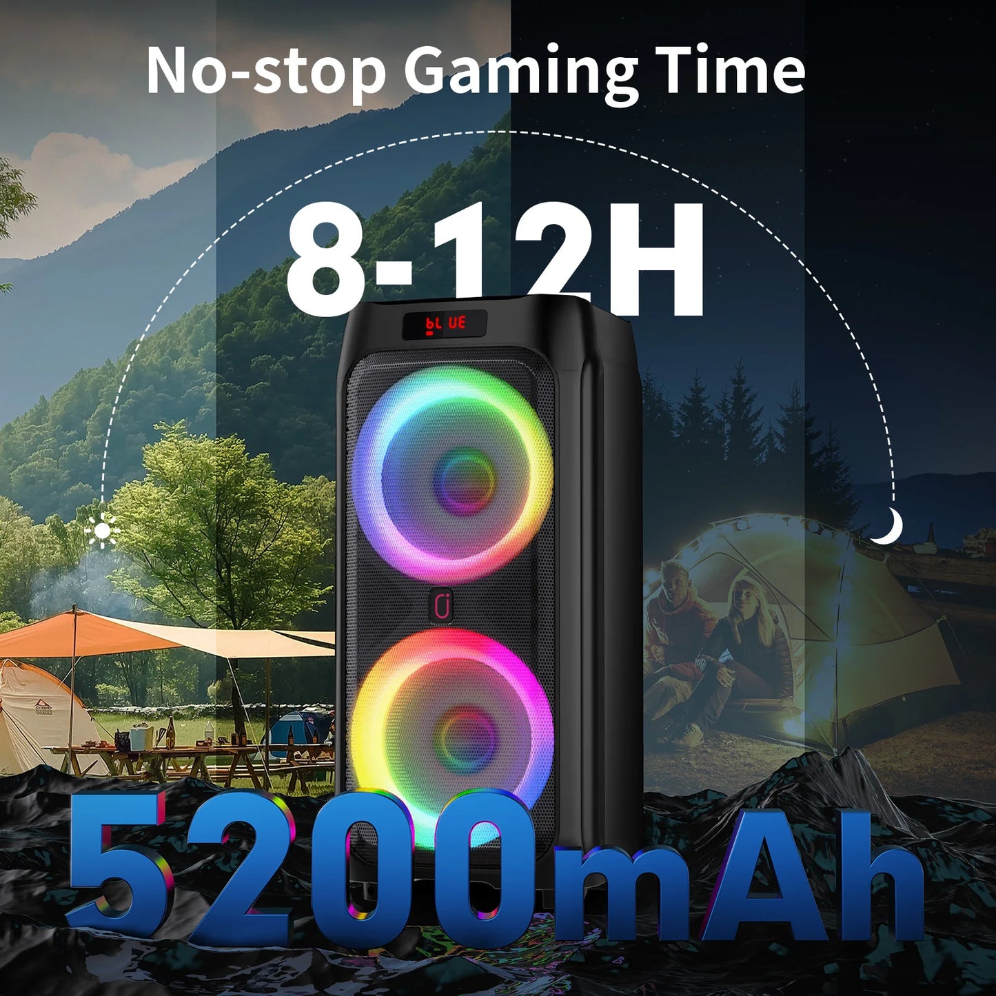 FanFun Karaoke Machine Bluetooth PA System 500W Peak DJ Lights