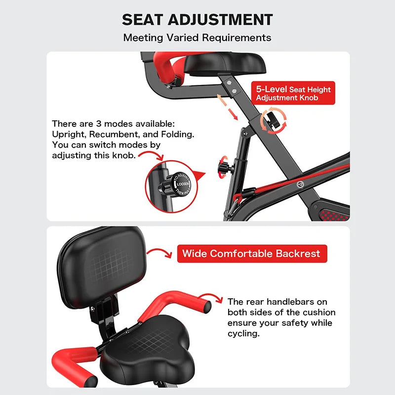 Pooboo Foldable Magnetic Upright Exercise Bike for Home Workouts