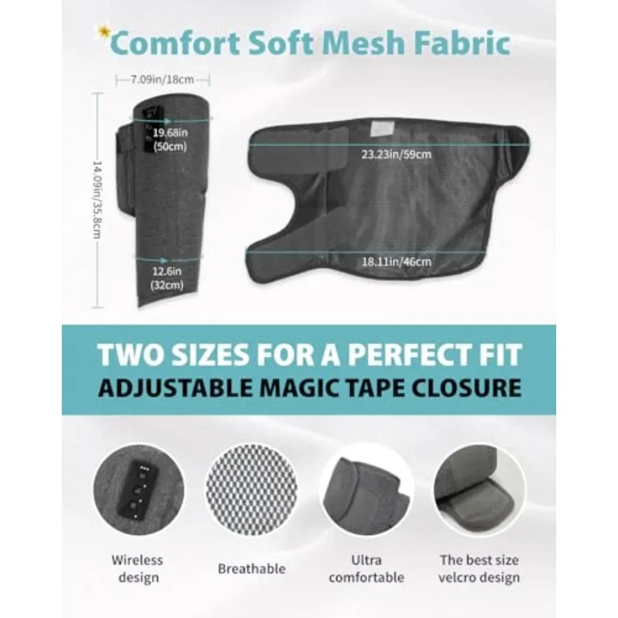 Wireless Leg Massager Air Compression Cordless Calf Massager with Heat for Circulation Pain Relief and Recovery 4 Modes 3 Inten
