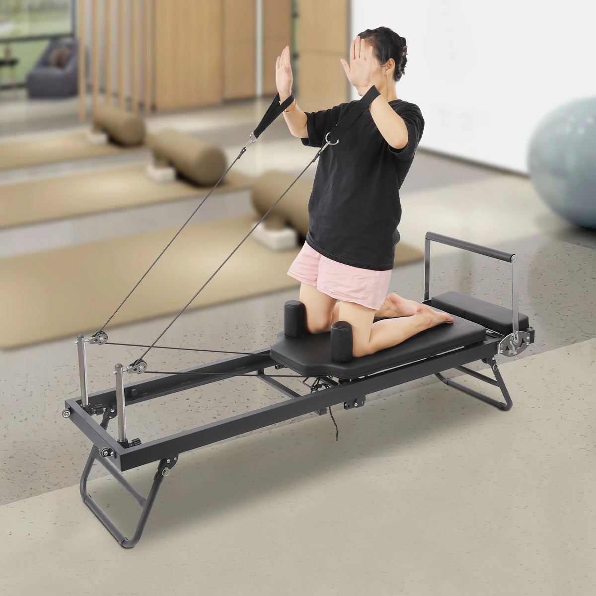 Foldable Pilates Reformer Machine for Portable Full Body Fitness Training