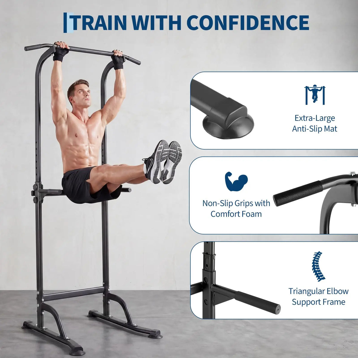 HiMISS Power Tower Pull Up Dip Station For Strength Training
