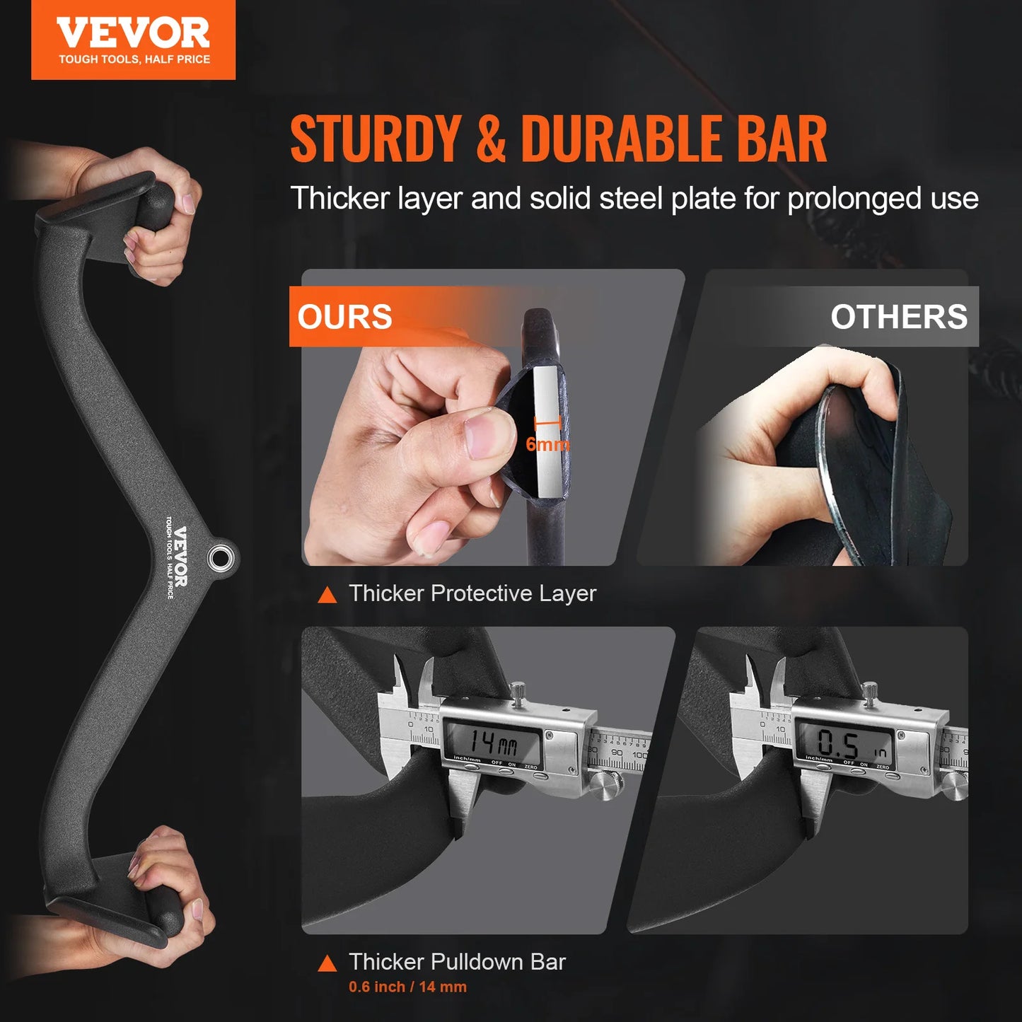 SucceBuy LAT Pulldown Attachment Cable Machine Rowing V-bar Tricep Pull Down Bar Back Strength TrainingRubber Coated HandleGrip