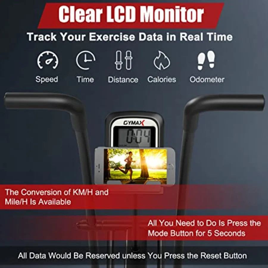 Air Resistance Upright Exercise Bike with LCD Monitor for Home