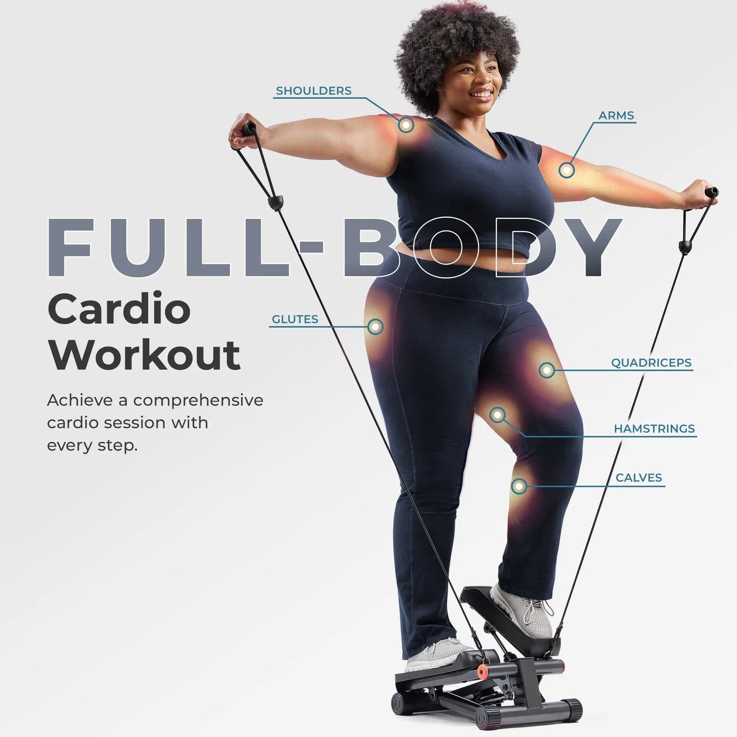 Mini Stepper with Resistance Bands and Free Fitness App Access