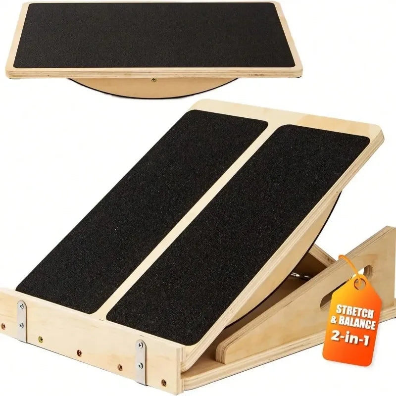 Adjustable Wooden Calf Stretching Slant Board for Leg Flexibility and Training