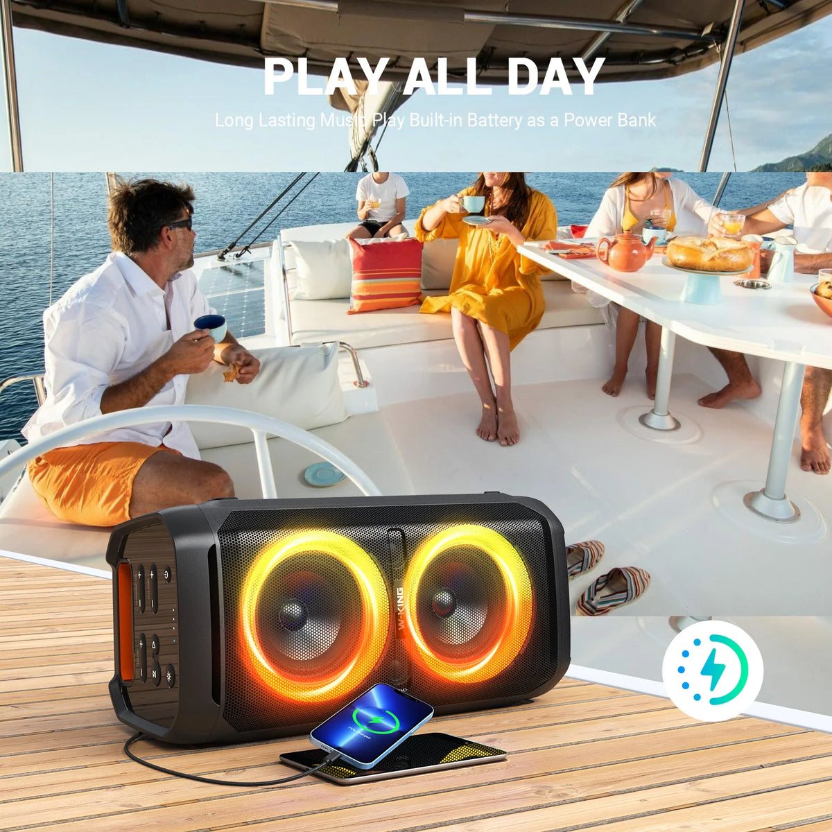 W-KING T11 100W RMS Bluetooth Speakers, IPX6 Waterproof, BT 5.3 Portable Party Boombox Wireless Deep Bass