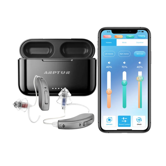Bluetooth Hearing Aids for Seniors Rechargeable with Noise Cancelling APP Control Self-Fitting Wireless Music Stream Hand-free