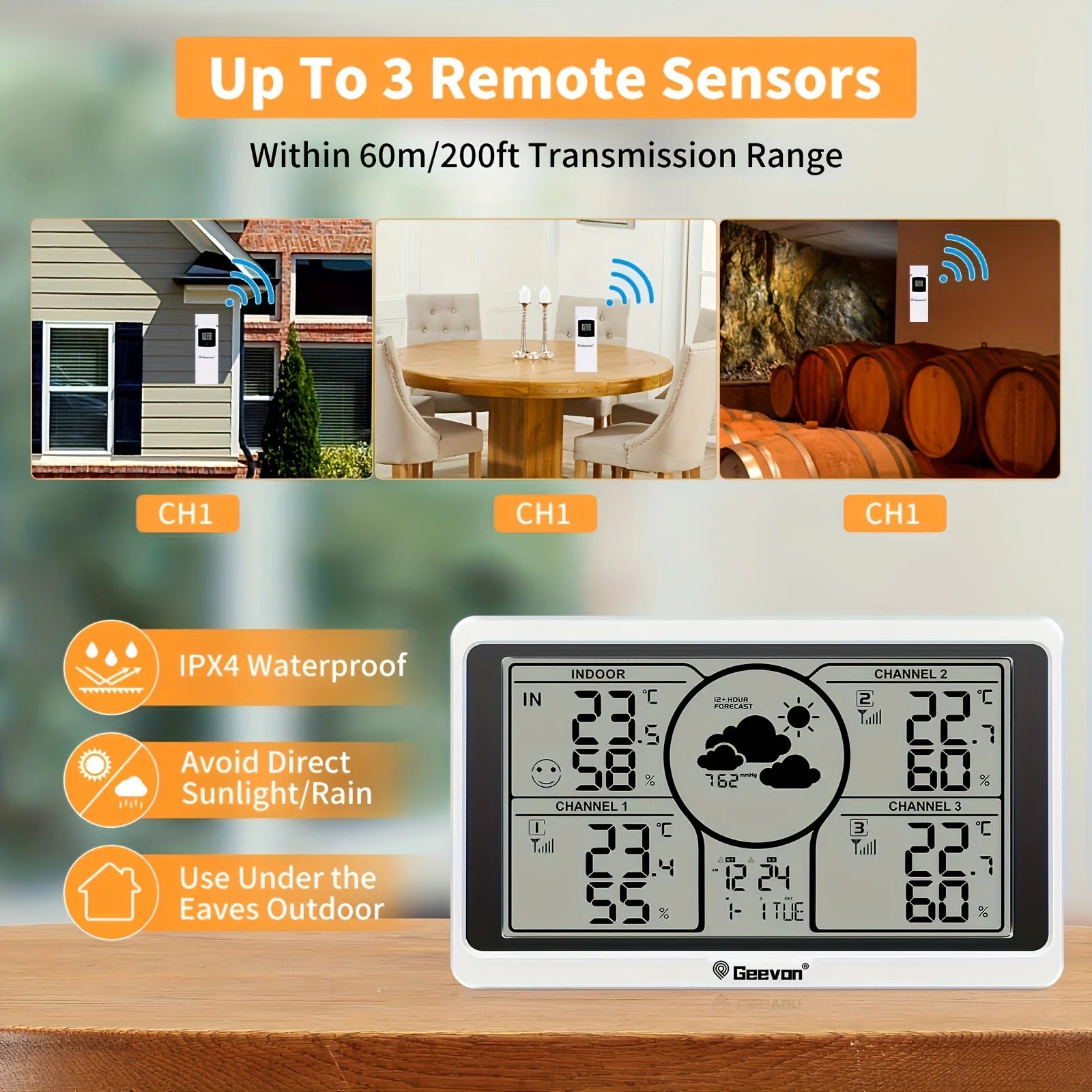 Geevon Weather Station Indoor Outdoor Thermometer