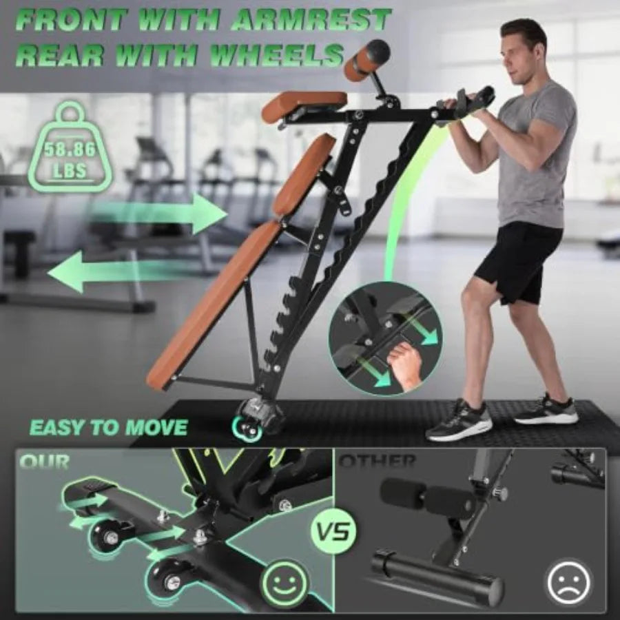 Adjustable Weight Bench With Roman Chair for Strength Training