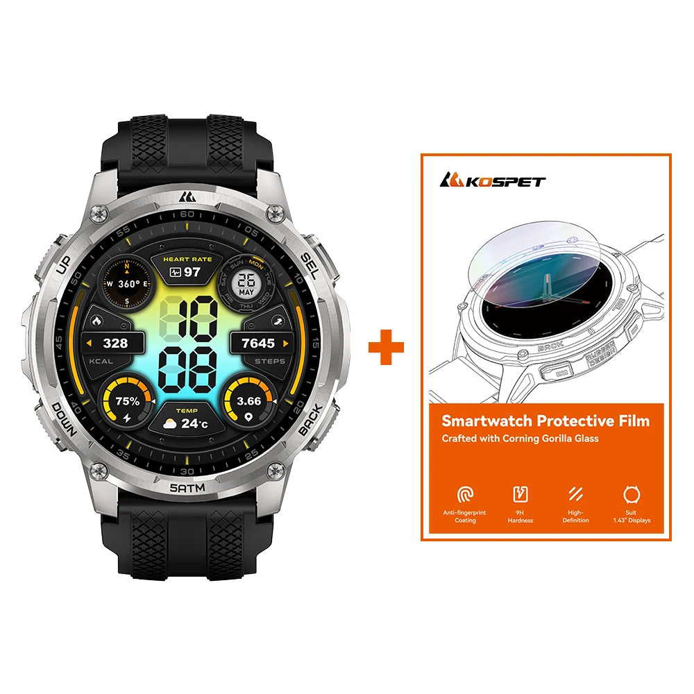 KOSPET Tank T4C Smartwatch Rugged Outdoor GPS Fitness Tracker