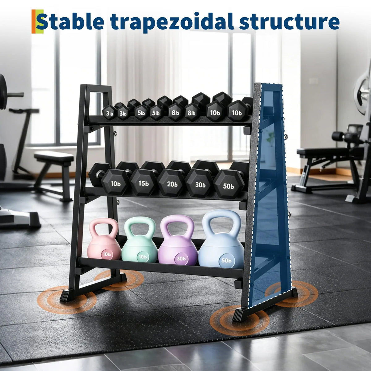 HiMISS Trapezoidal Frame Dumbbell Rack for Strength Training