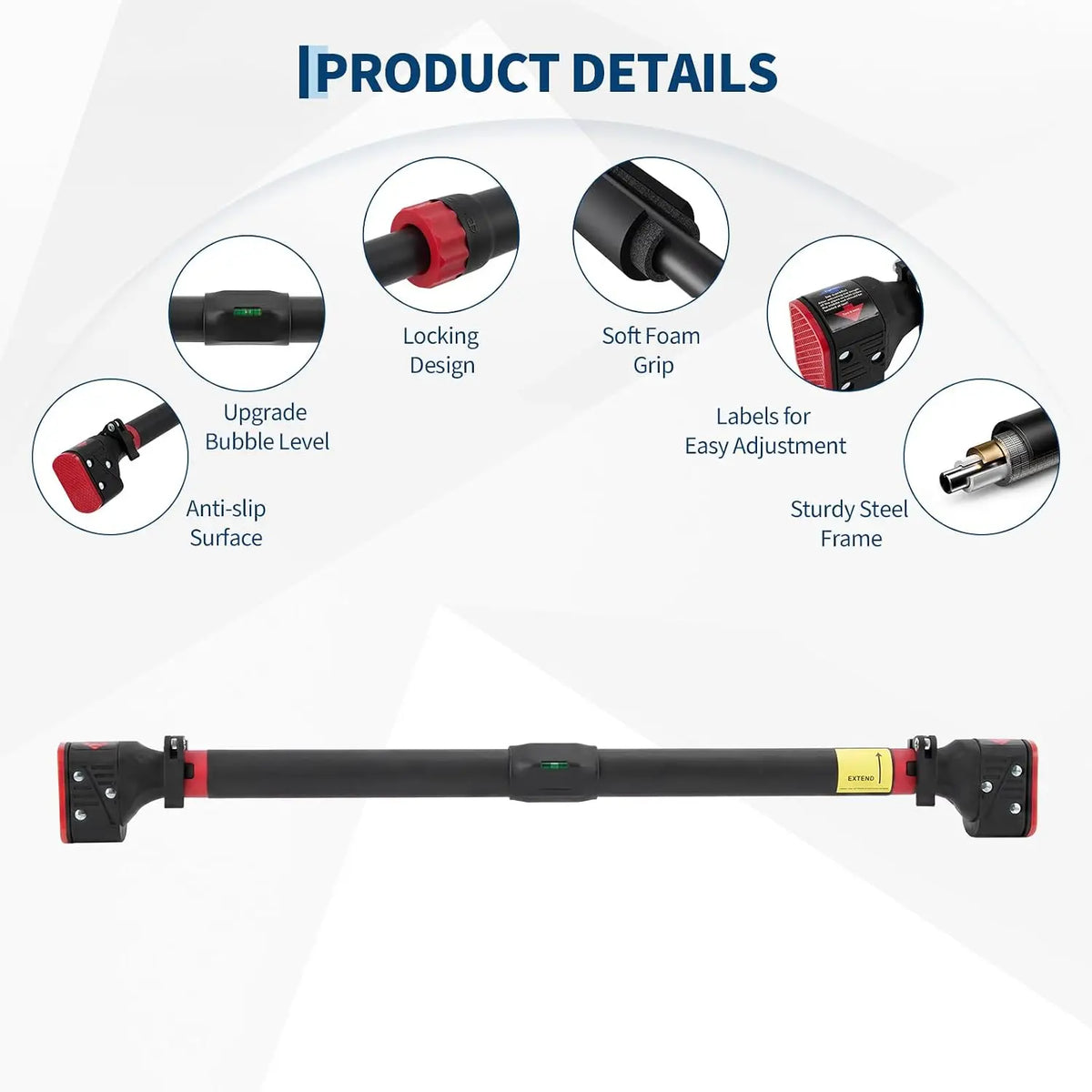 Heavy Duty Doorway Pull Up Bar With Accurate Level Meter