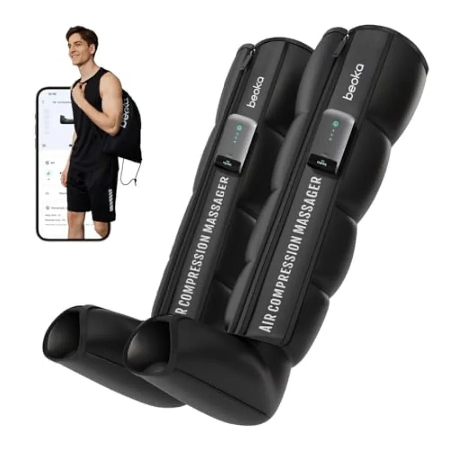 Leg Massager for Circulation and Pain Relief, Cordless Air Compression Boots in Black, Lightweight Recovery System with 3 Modes