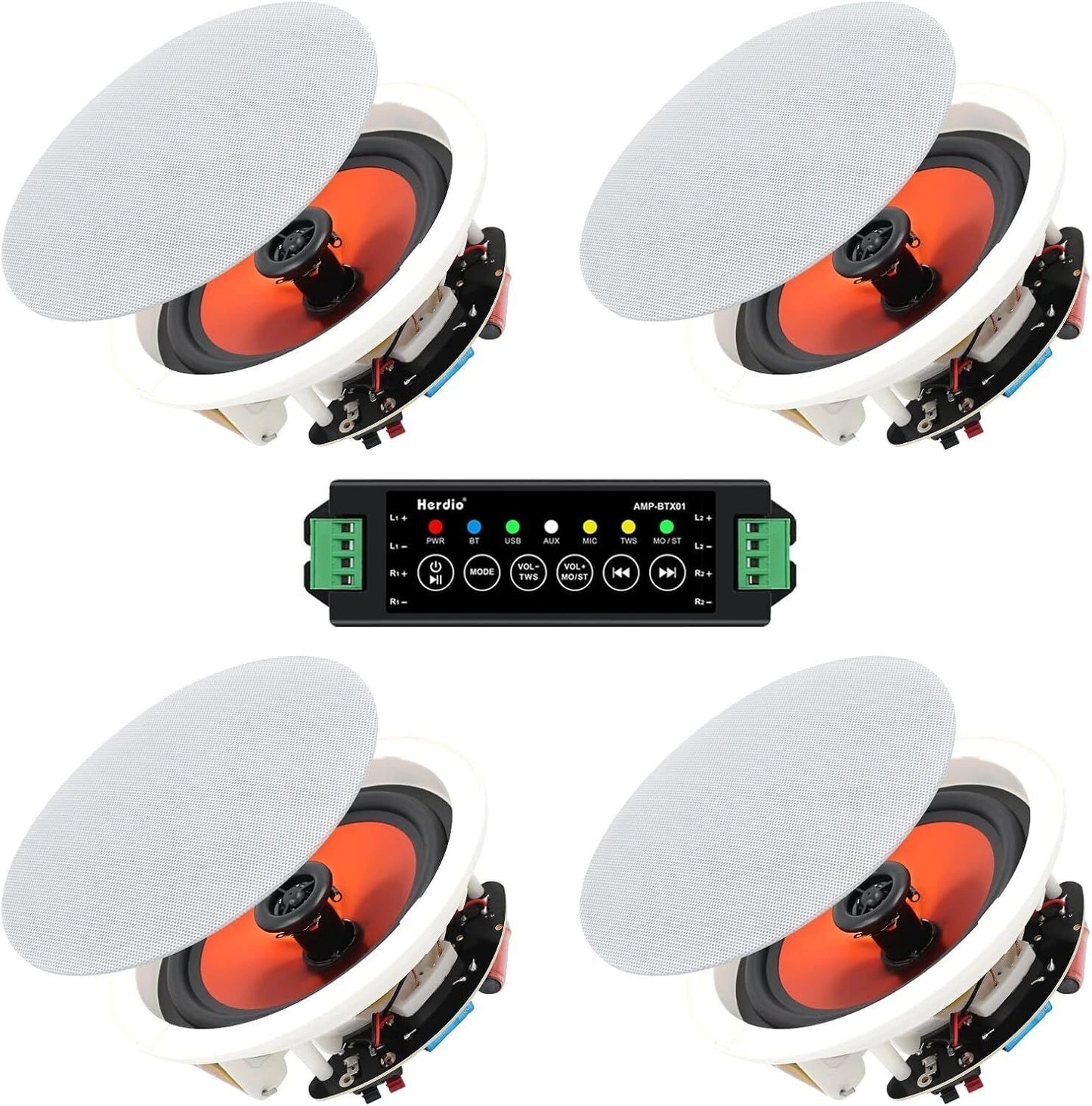 Herdio Ceiling Bluetooth Speaker System With Amplifier