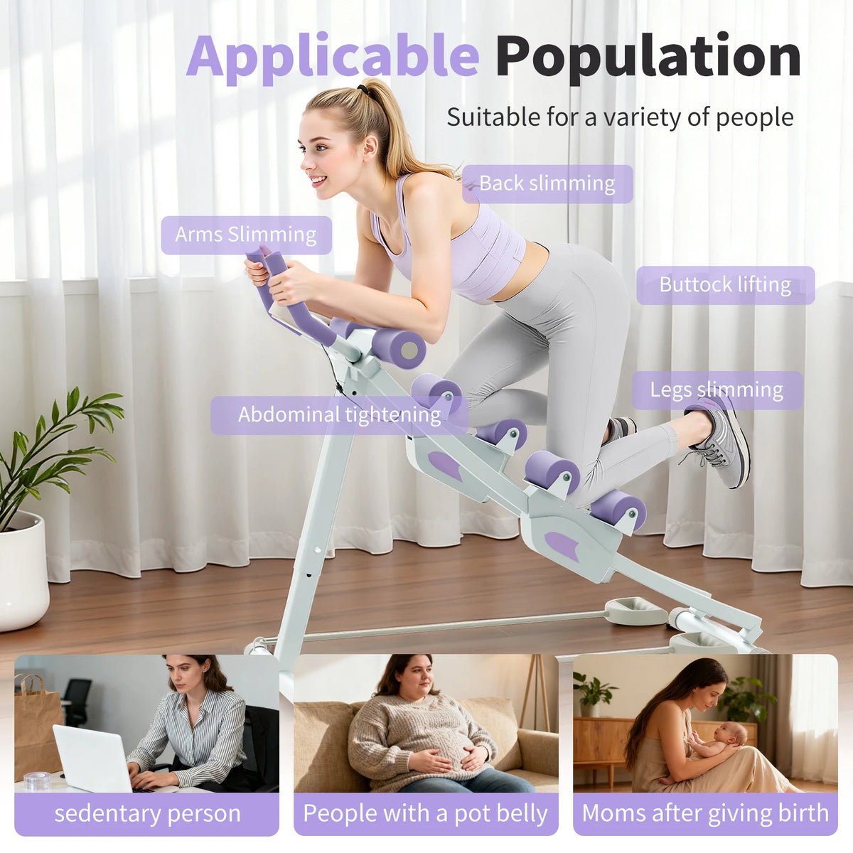 Foldable Adjustable Ab Cruncher Machine for Core Strength Training