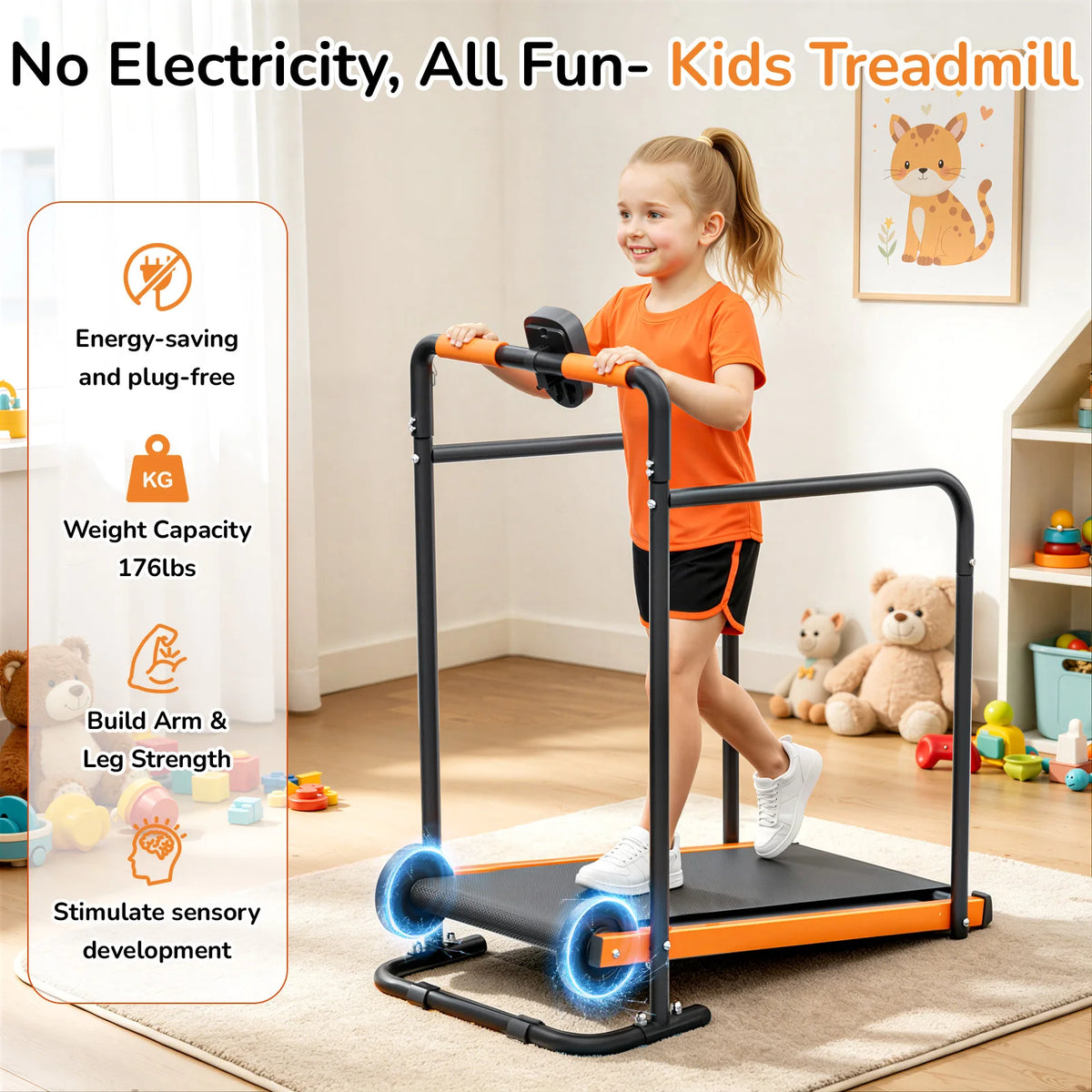 AKLUER Kids Self Propelled Walking Pad Treadmill for Indoor Exercise
