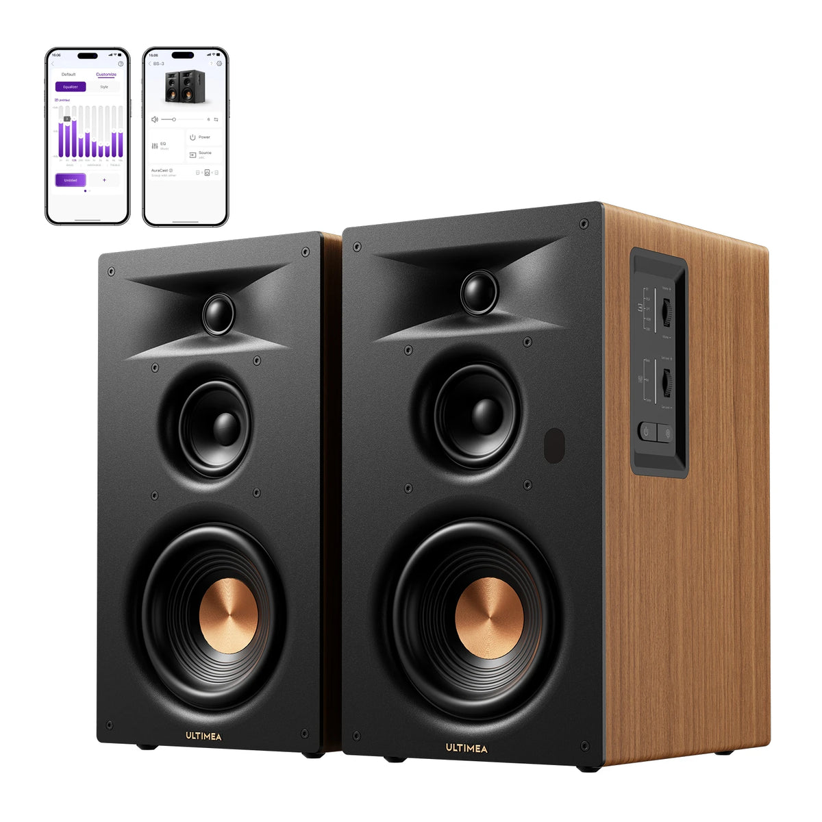 ULTIMEA 5.25'' Three-way Bookshelf Speakers, Home Theater Subwoofer,