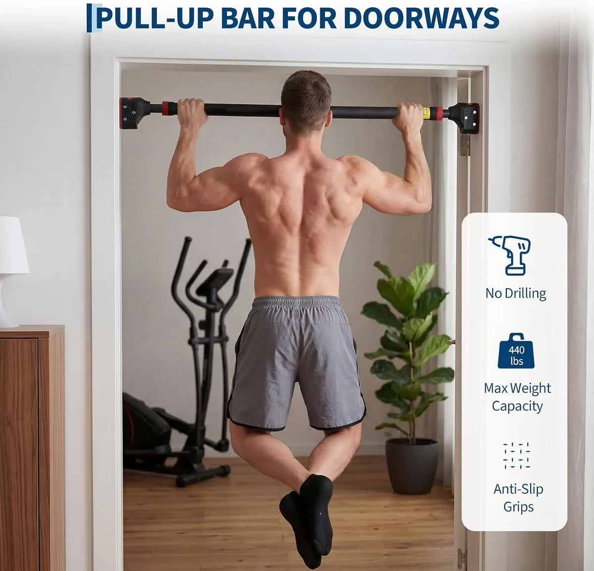 Heavy Duty Doorway Pull Up Bar With Accurate Level Meter