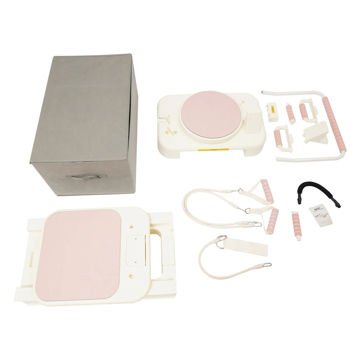 Foldable Pilates Fitness Board With Resistance Bands And Ab Wheel
