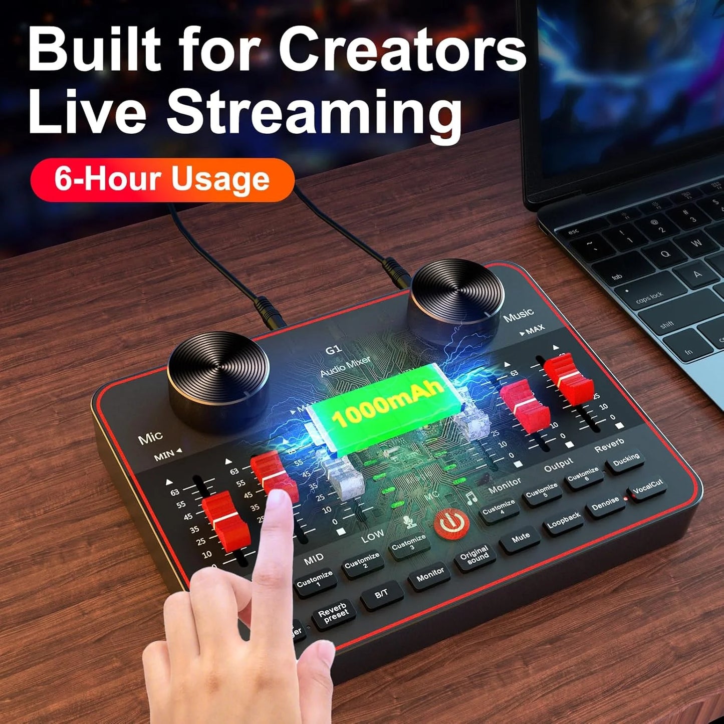 Tenlamp Professional Live Sound Card Audio Full Set USB Studio Mixer,Podcast Equipment Bundle Kit for 4 People with 3.5mm Condenser Microphone for Pc/Phone Live Streaming Gaming Singing