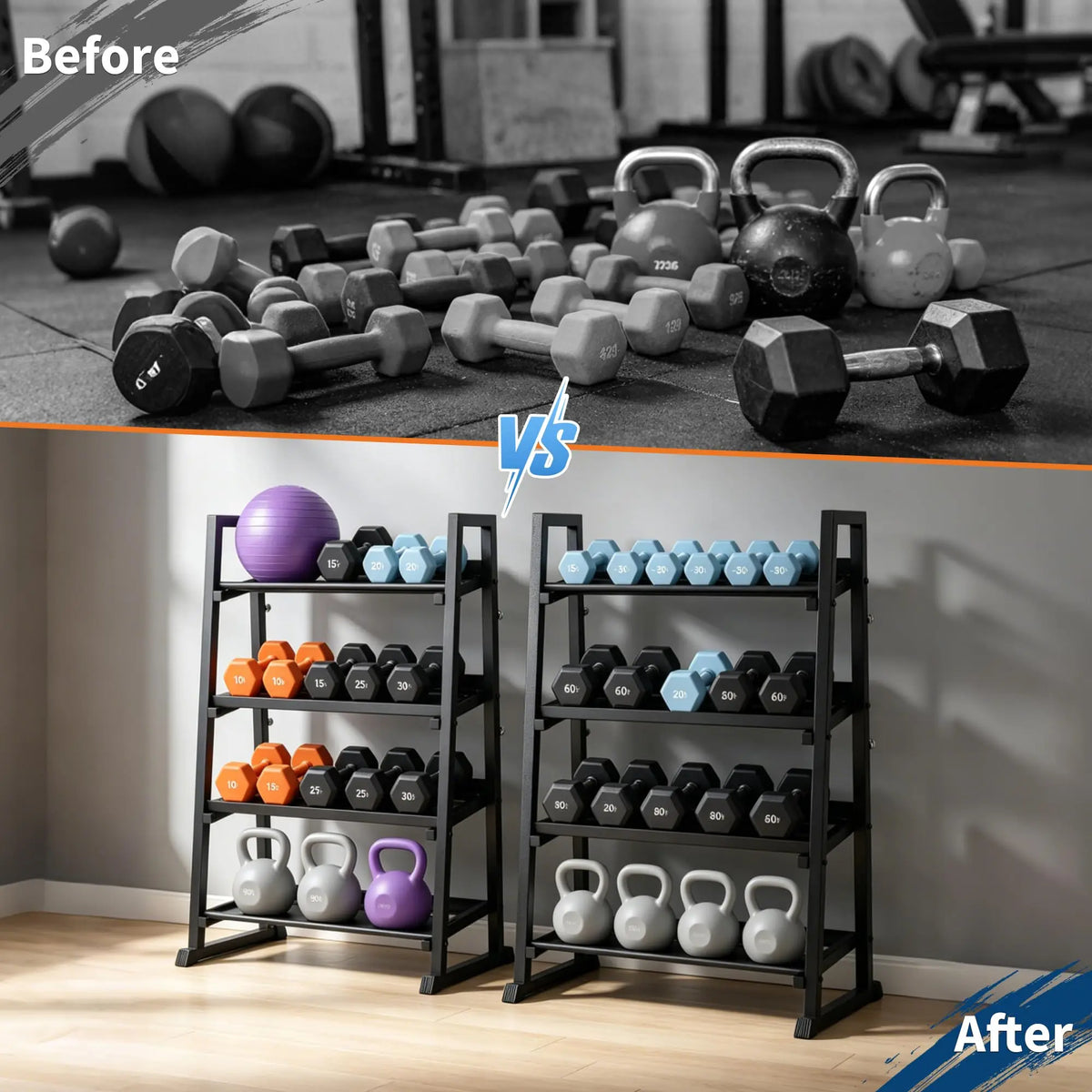 HiMISS Trapezoidal Frame Dumbbell Rack for Strength Training