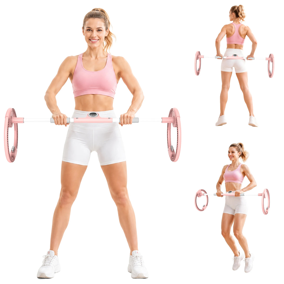 Adjustable Dual Wheel Forearm Wrist Exerciser With Resistance Weights
