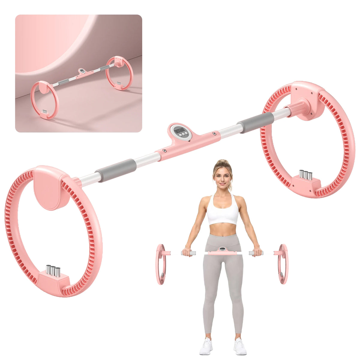 Adjustable Dual Wheel Forearm Wrist Exerciser With Resistance Weights