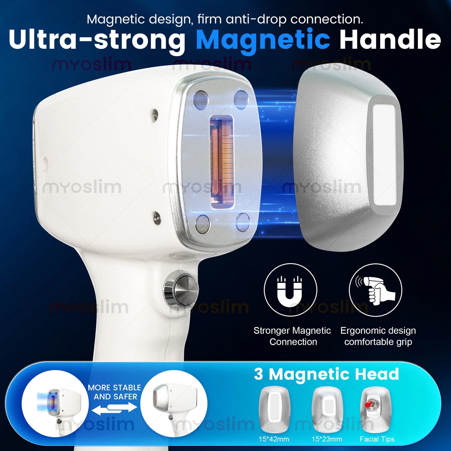 Portable FAC 10Bars 755 808 940 1064nm Diode Hair Removal Machine 60M Shots Ice Cooling Magnetic 3Tips Salon Epilator