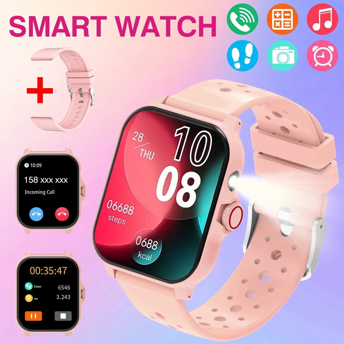 New Smart Watch for Men and Women,Wireless Calling,Multiple Sports Modes,LED Lighting,Weather Forecast,Music,For IPhone & Android, Modern Style,HD Screen Display, Ideal Gift