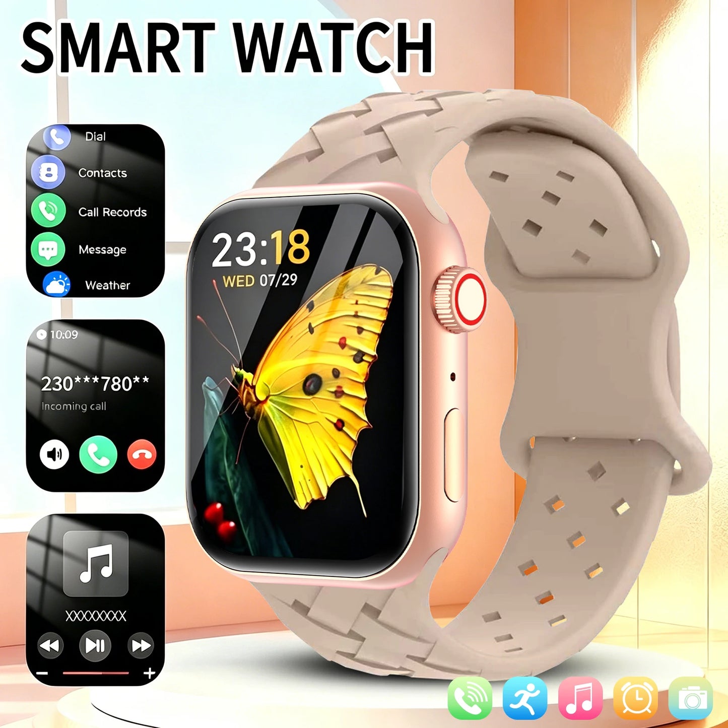 New Smart Watch for Men & Women - Wireless Call Watch,Sedentary Reminder, Calculator, Alarm Clock, Multiple Sports Modes, High Appearance Level Sports Watch, Suitable for Casual Daily Wear,For Android and IPhone